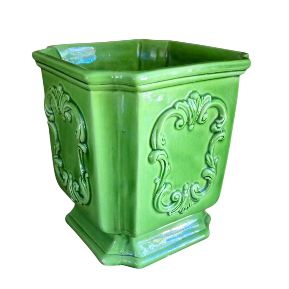 Vintage Italian Green Vase Or Planter Bassano ceramic - Picture 2 of 14